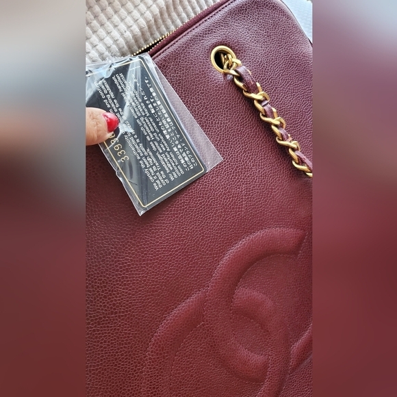 Chanel Caviar Leather CC Tote Bag Burgundy Vintage - Picture 8 of 12